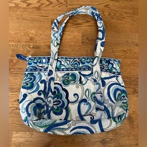 Vera Bradley Little Betsy Blue and Green Patterned Tote Bag